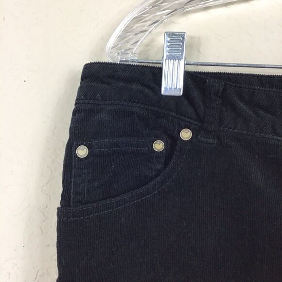 Woman Within Corduroy Black Pants Plus Size 18W Stretch Straight Leg Button Zip - Picture 3 of 8